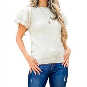 NEW AND THE WHY beautiful mind frill sleeve sweater in ivory